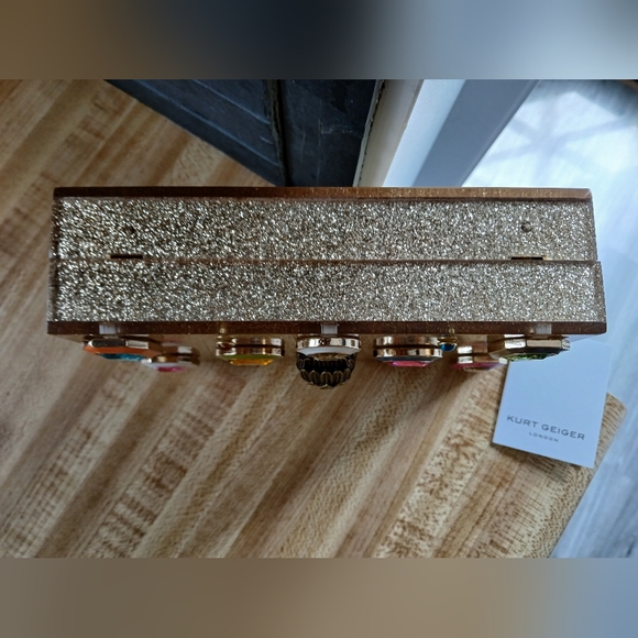 Kurt Geiger NWT Gold Sparkle with Bling Clutch/Crossbody - Picture 6 of 13